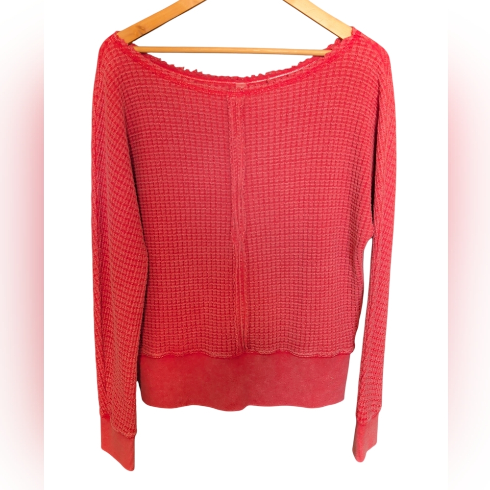 Mono B Vibrant Orange Waffle Knit Sweater - Picture 2 of 5